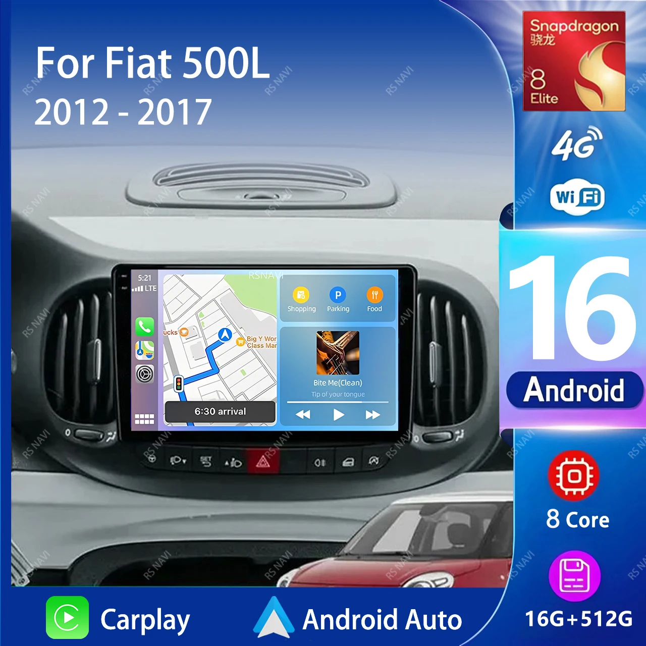 Autoradio Android 14 Per Fiat 500L 2012-2017 – 7 Pollici IPS, 4+64GB, GPS, CarPlay E Android Auto Wireless