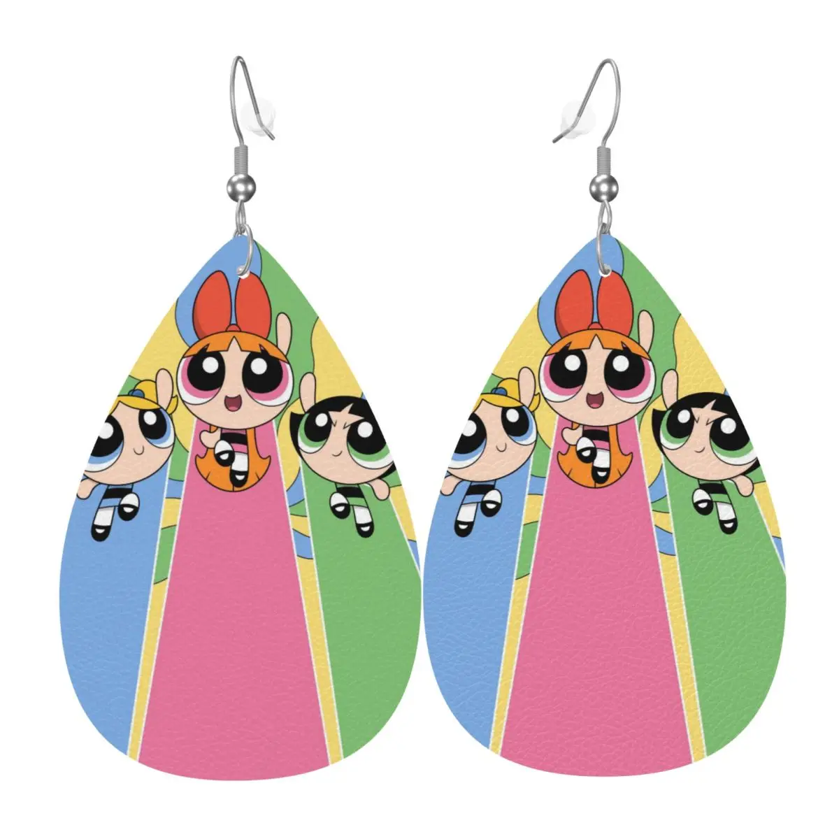 

Пользовательские висячие серьги P-Powerpuffs для девочек, кожаные серьги для женщин, модные серьги на День святого Валентина