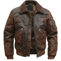 Quilted Leather Bomber Jacket Mens Vintage