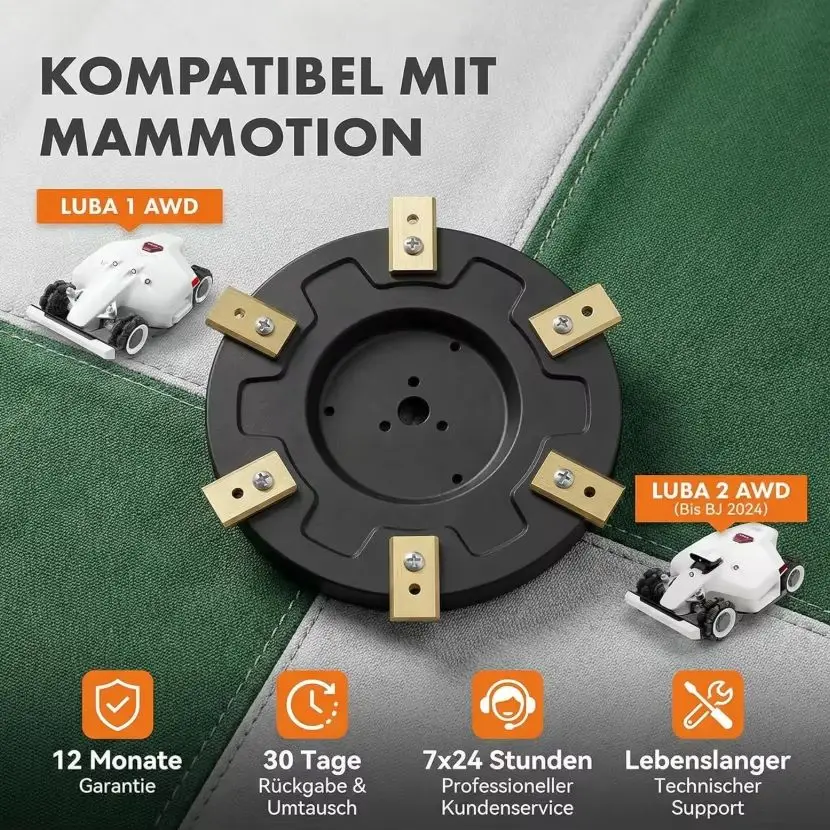 Premium Cutterhead Compatible with Mammotion LUBA1 AWD & LUBA2 AWD Fiberglass Reinforced Plastic for Enhanced Durability