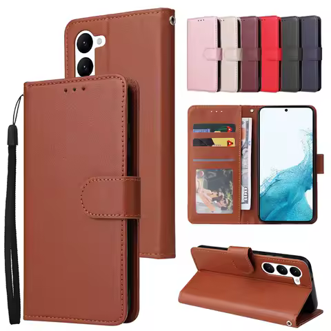 Solid Color Case for Samsung Galaxy S23 S22 S21 S20 S10 S9 S8 S21FE S20FE PU Leather Wallet for Galaxy A13 A14 A23 A33 A53 A73