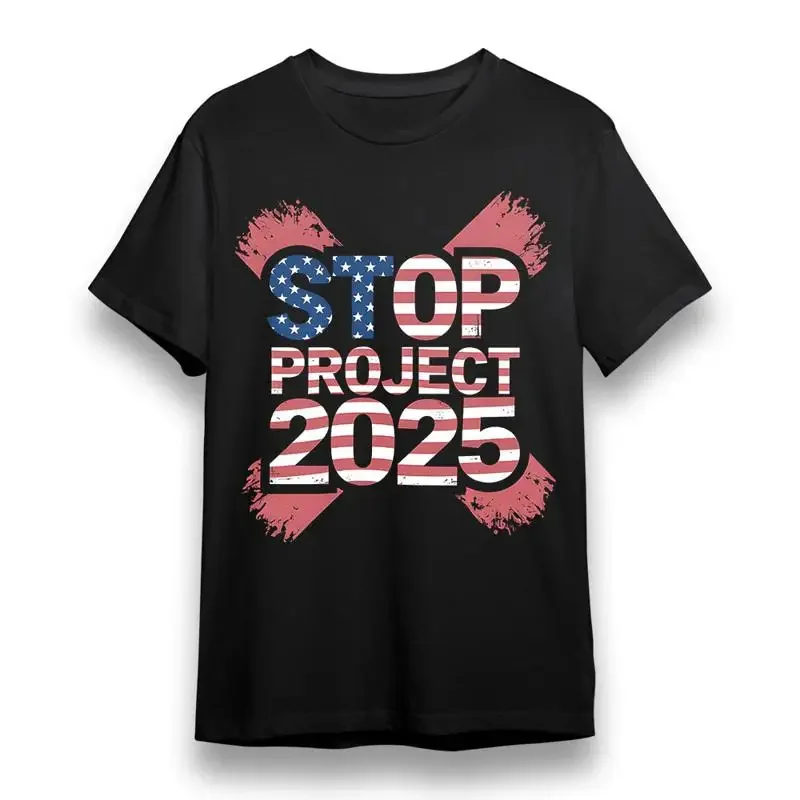 Men'S T Shirt With Stop Project 2025 Black 100 Cotton