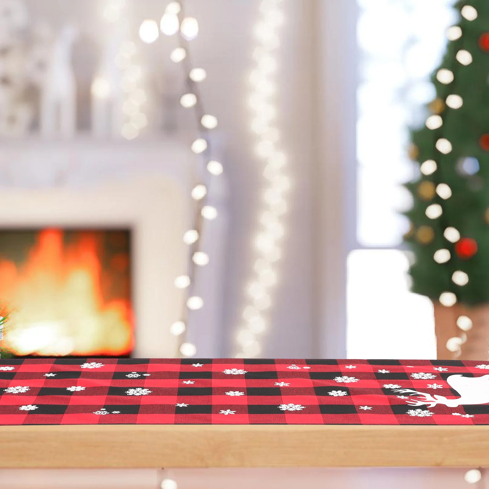 

Holiday Table Runner Christmas Elk Design Decorative Tablecloth Dinner Party Decoration Xmas Table Runner Decor