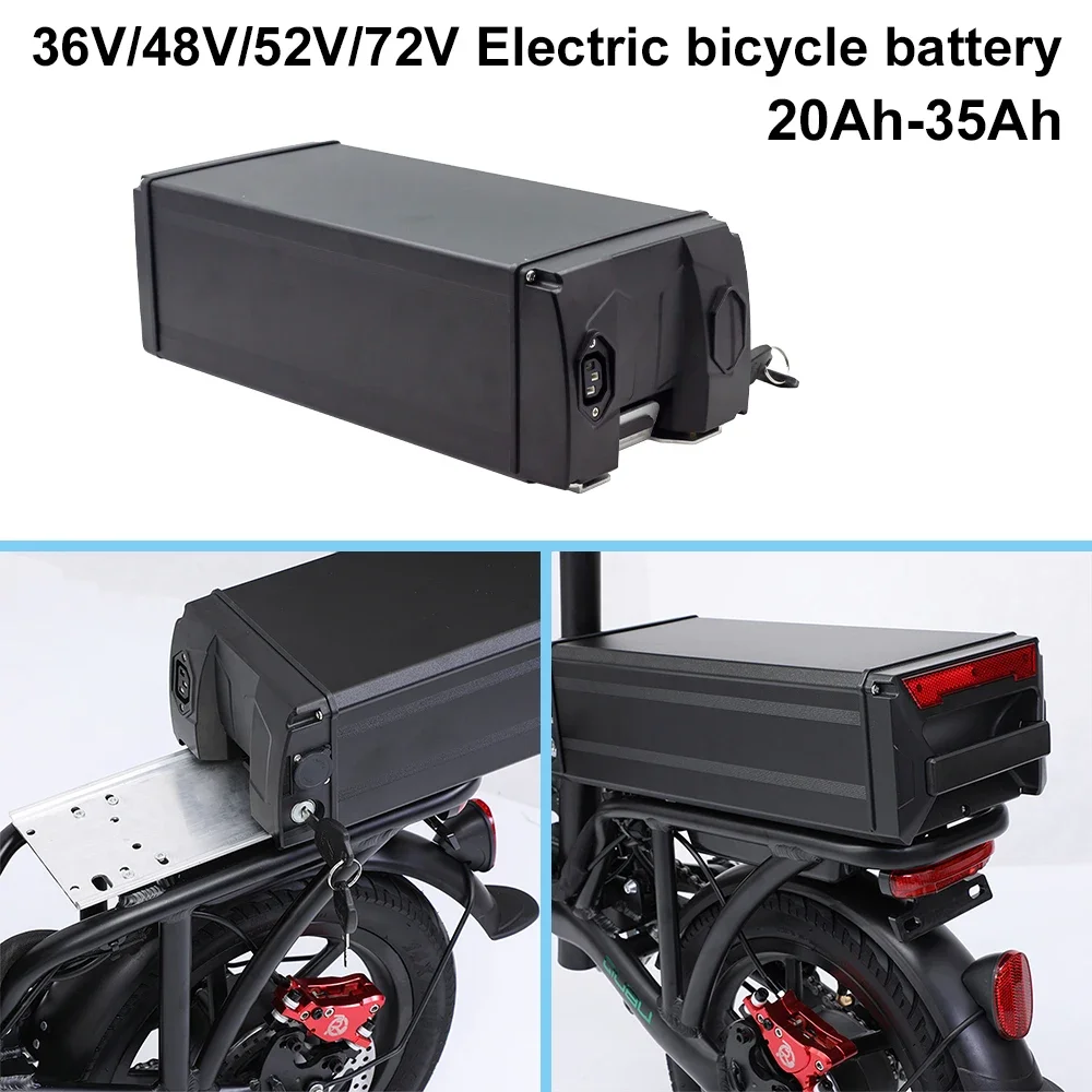 48V Rear rack battery 36V 52V 72V Li-ion battery for e-bike 500W 1000W 1500W 2000W 20AH 40A BMS 21700 Battery+ 2A Charger