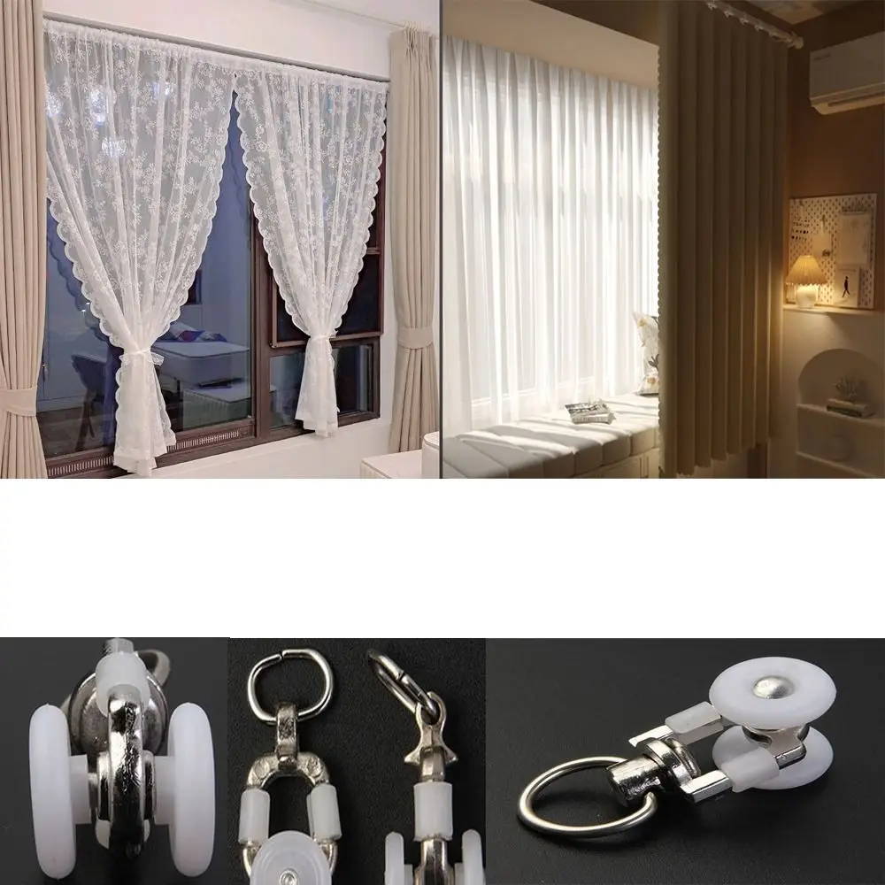 Curtains Metal Wheels Silent Hooks Curtain Track Roller Multifunctional Durable Ceiling Pulley Drapery Rail Sliding Glider