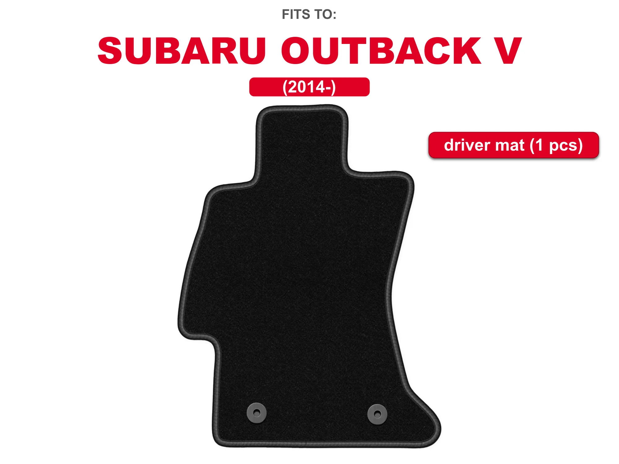 Image of Schwarze Velours-Fahrerfußmatte für: Subaru Levorg 2014– Kombi, 1-teilige Fußraummatte, maßgeschneidert für die Fahrerseite.