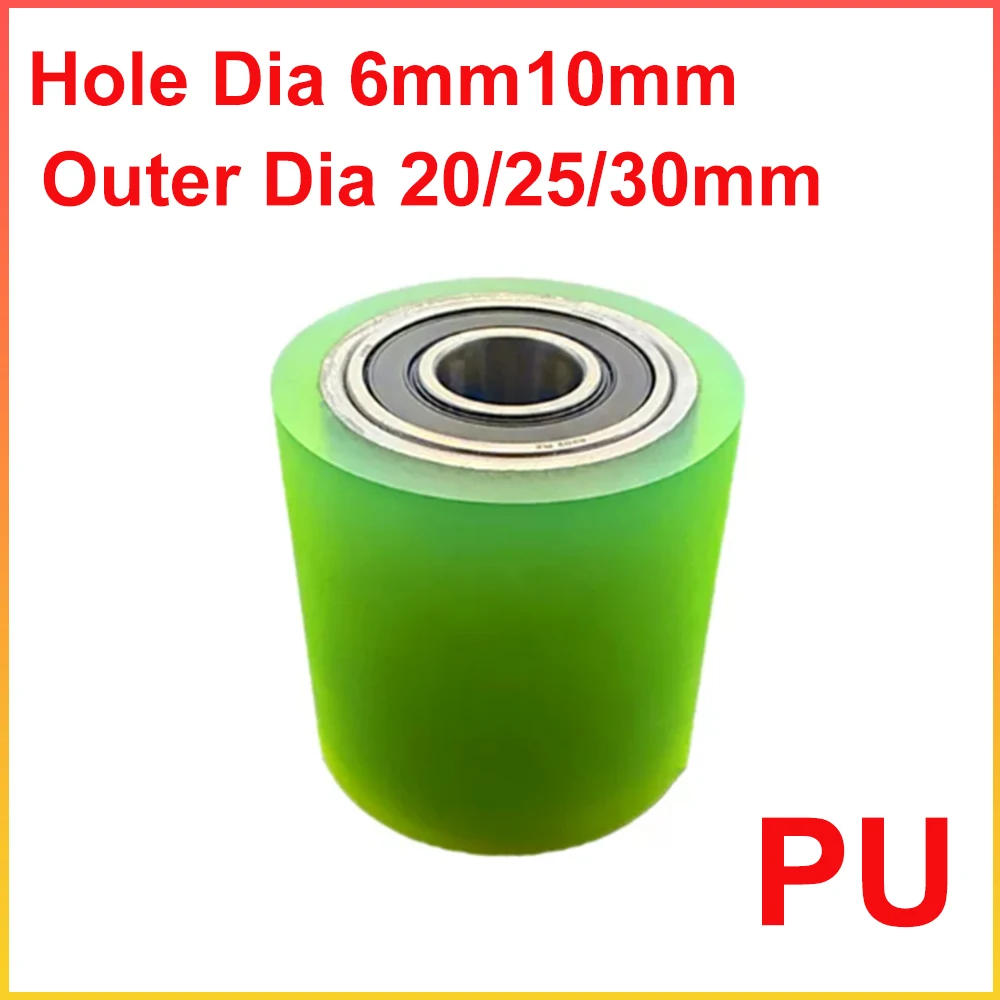 1-個の穴径-6mm10mm-ポリウレタンコーティングされたベアリングローラー外径-20-25-30mm-pu-無動力耐摩耗性キャスターホイール-l15-140mm