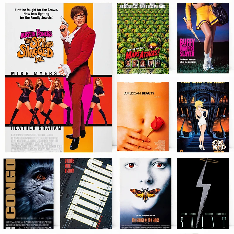 Affiche promotionnelle de film rétro des années 90, imprimés de vieux films classiques, peinture sur toile, images d'art murales, décoration Vintage pour la maison et le salon