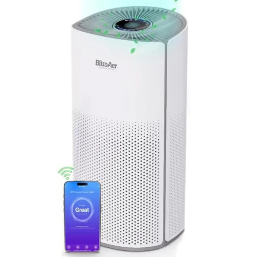 Air Purifiers for Home Large Room Pets Up to 1800 Ft - Smart WiFi Voice Control True HEPA Air Purifier For Home Bedroom Smoke,