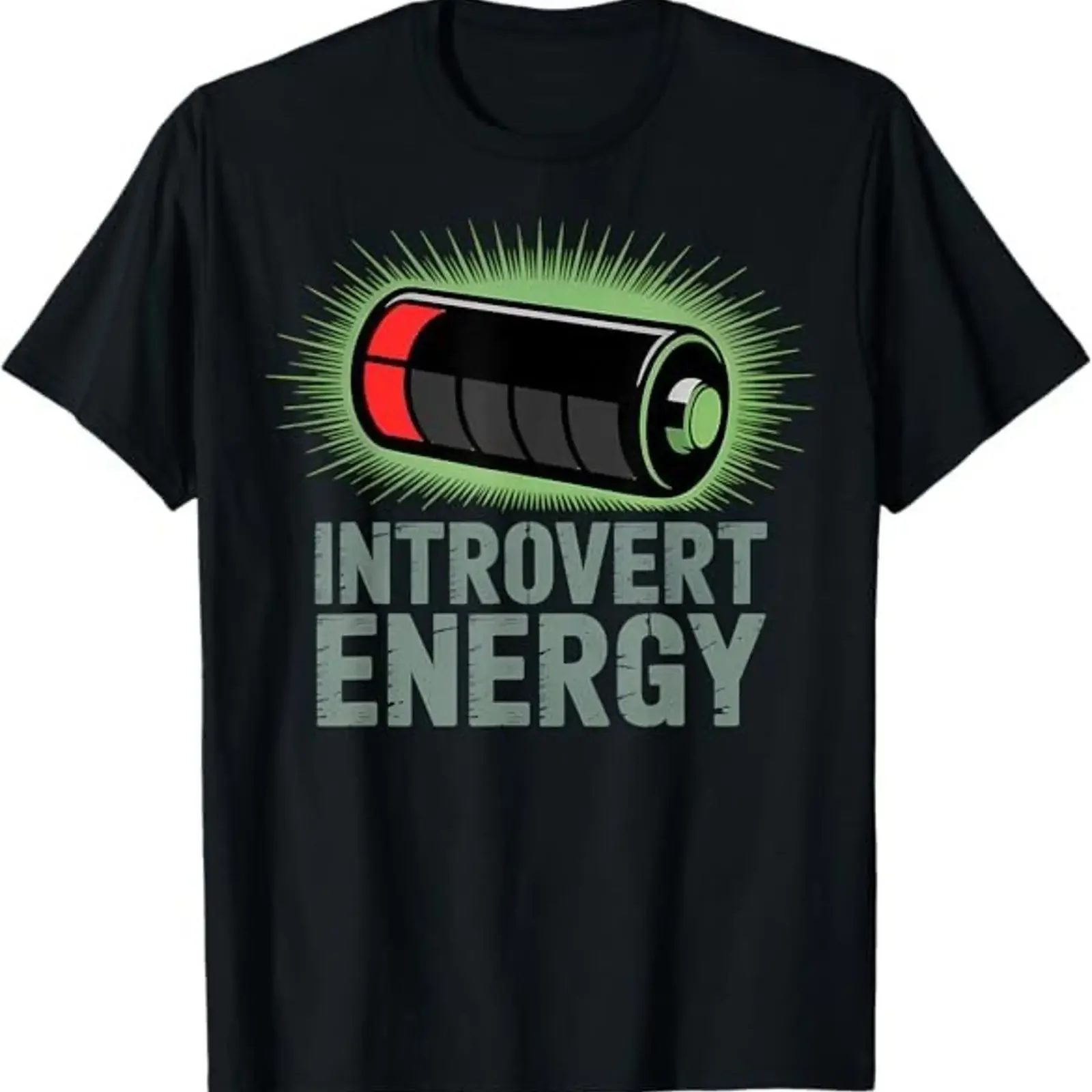 NOUVEAU T-shirt Édition Limitée « Introvert Energy Funny Social Battery » – Tailles S à 3XL – Style Vintage Délavé – Polyvalent, Unisexe, Élégant et Décontracté