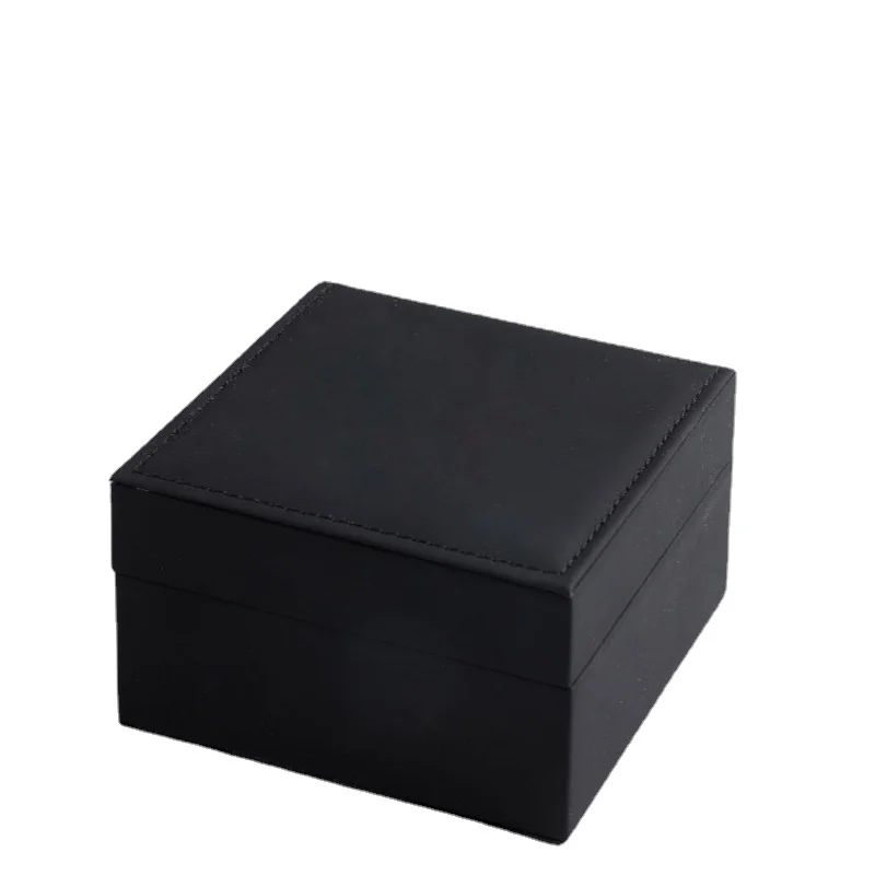 Black Matte PU Leather Square Clamshell Watch Storage Box Provide Free Logo Carving Service Personalized Logo Customization Gift