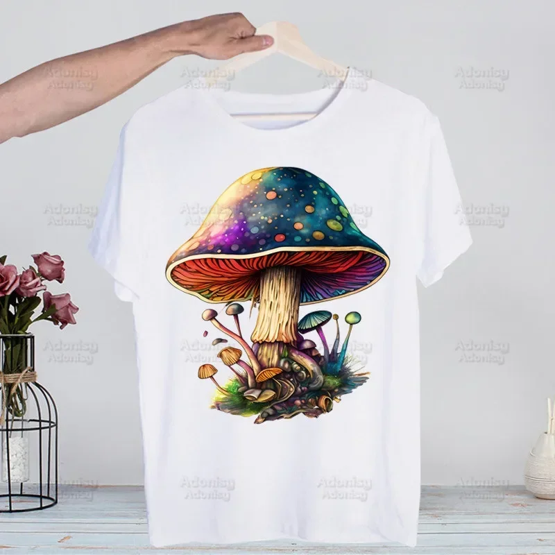 Mushroom Magic Psychedelic T Shirt Men Retro Washed Tops Tees Harajuku Tshirt Streetwear Hip Hop Male T-shirts