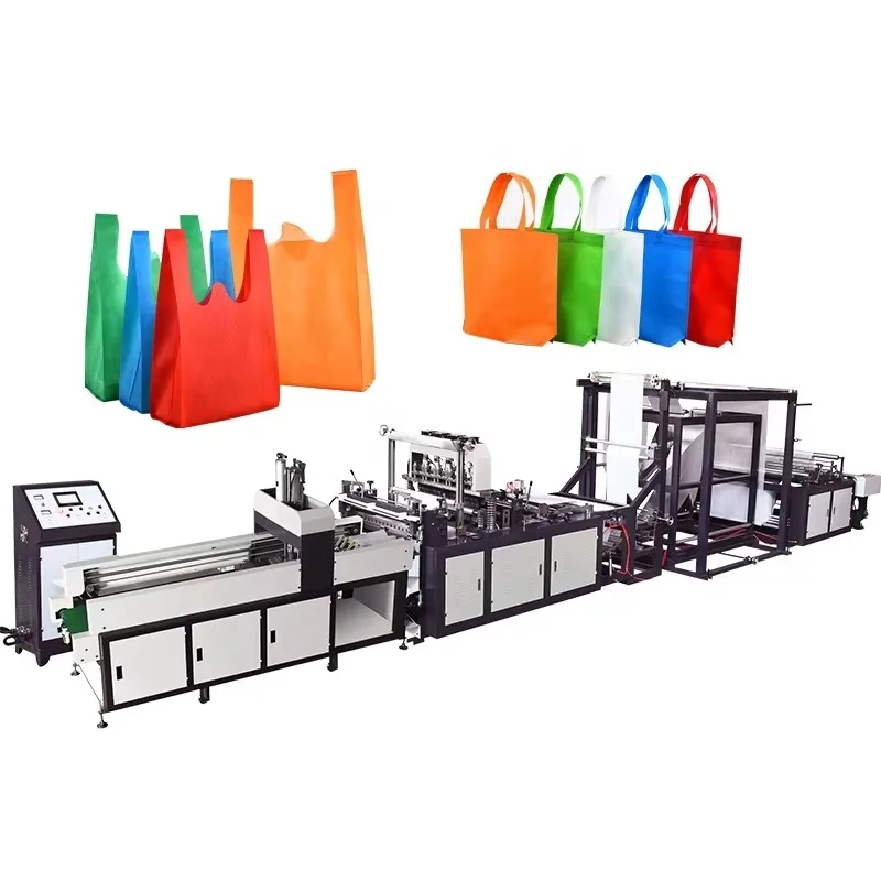 Fully Automatic W-shaped Incision Non-woven Bag Making Machine, Custom Logo T-shirt Shopping Bag Production Line