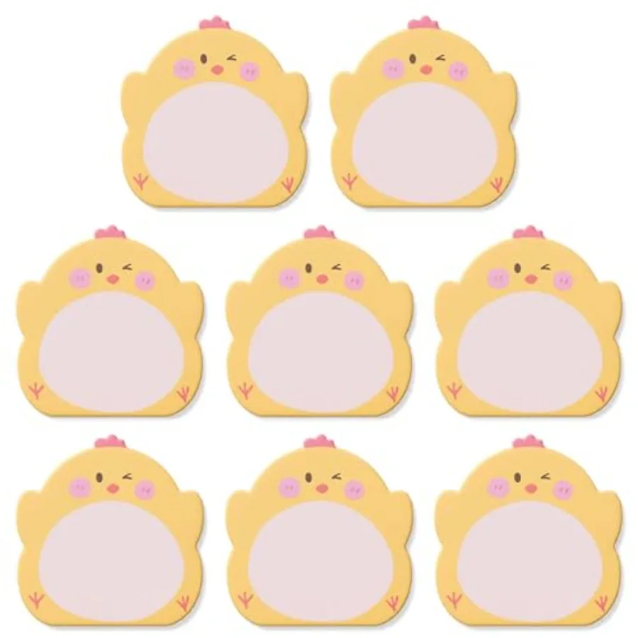 

160 Pcs Animal Sticky Notes, Kawaii Cartoon Shaped Memo Pads, Cute Stationery for Office School, Yellow
