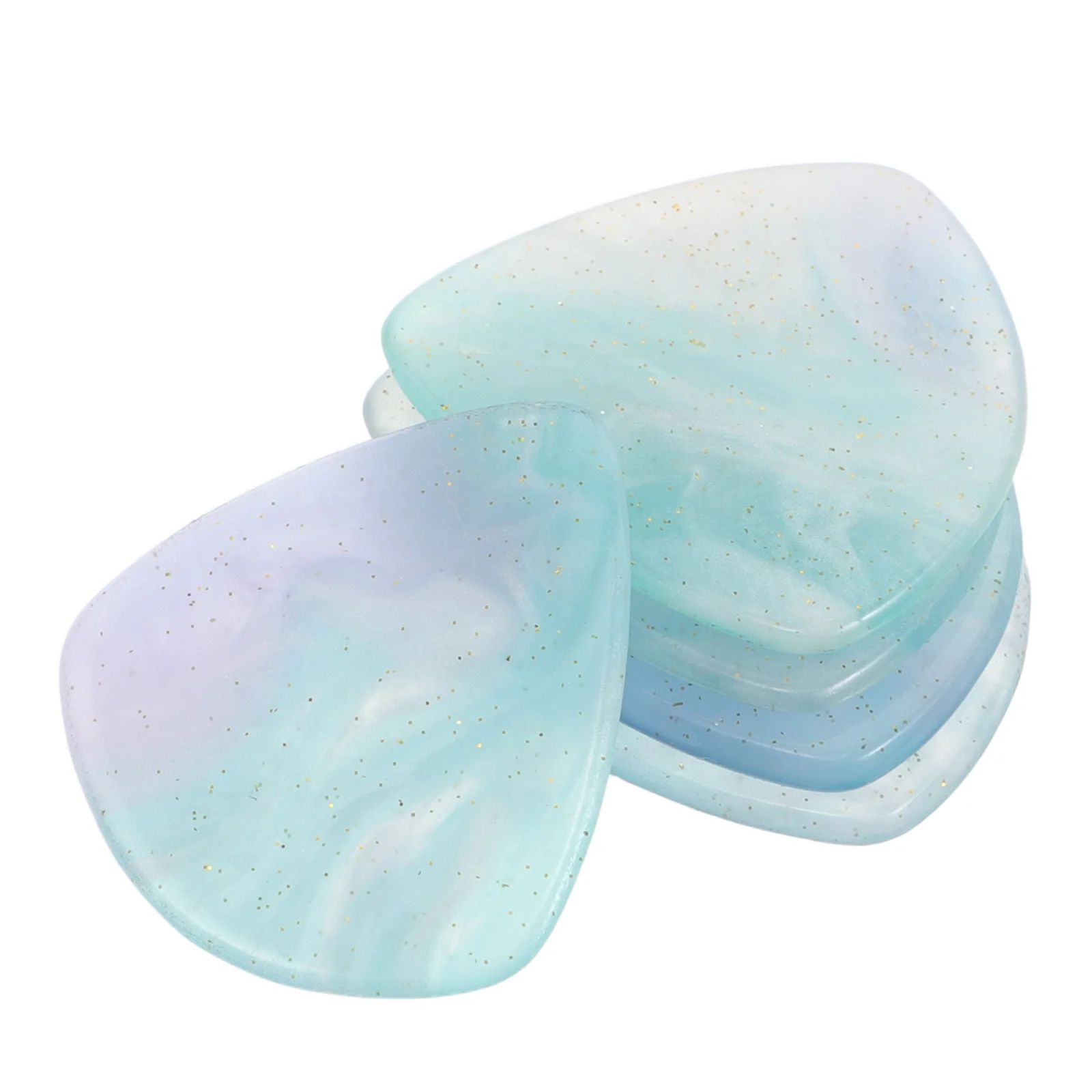 

5pcs Resin Picks Sky-blue Heart Shaped Acoustic Electric Plectrums Electric Guitar Finger Picks Performance