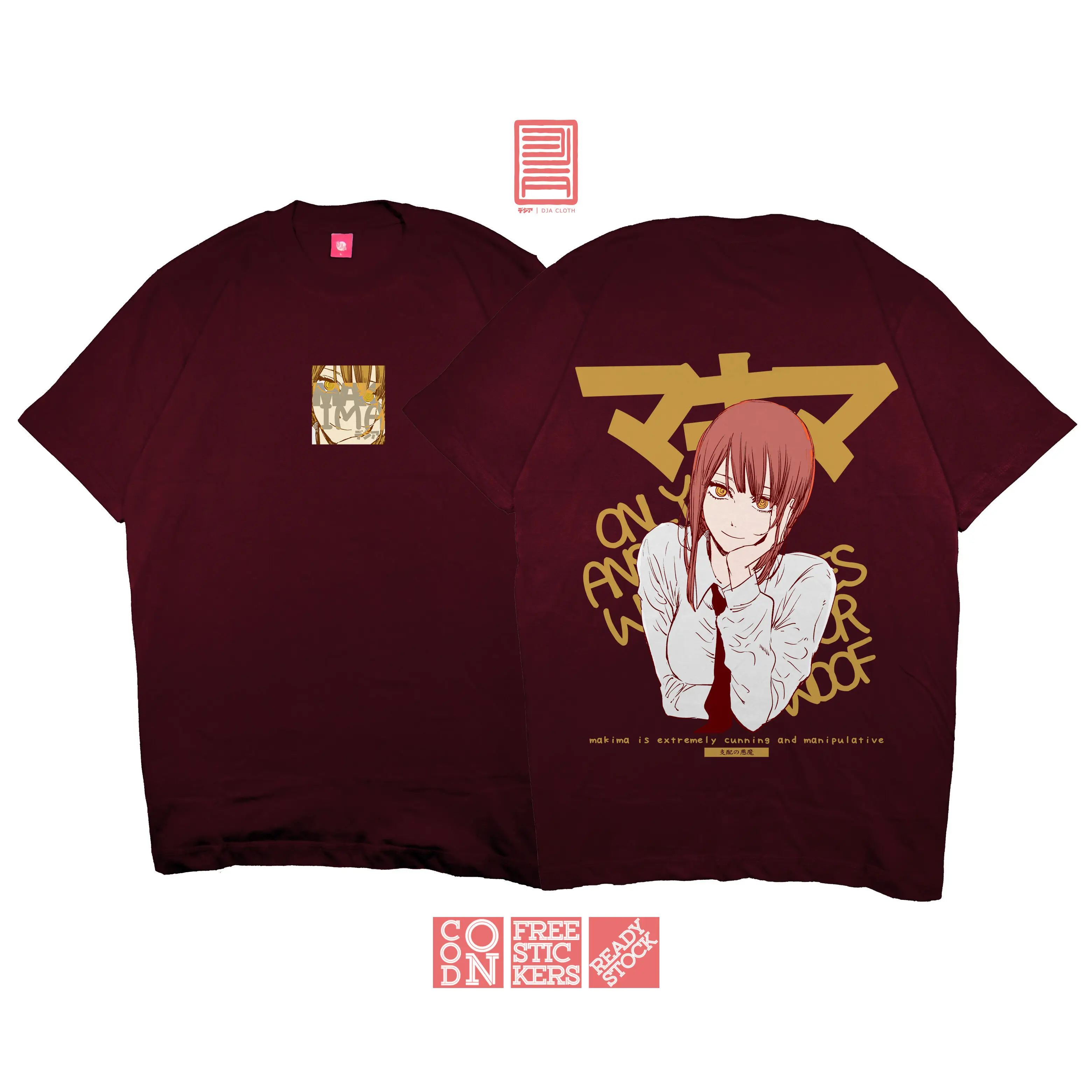 Kaos MAKIMA CHAINSAW MAN CONTROL DEVIL MAKIMA IS LISTENING BAJU JEPANG ANIME MANGA T-Shirt DJA CLOTH