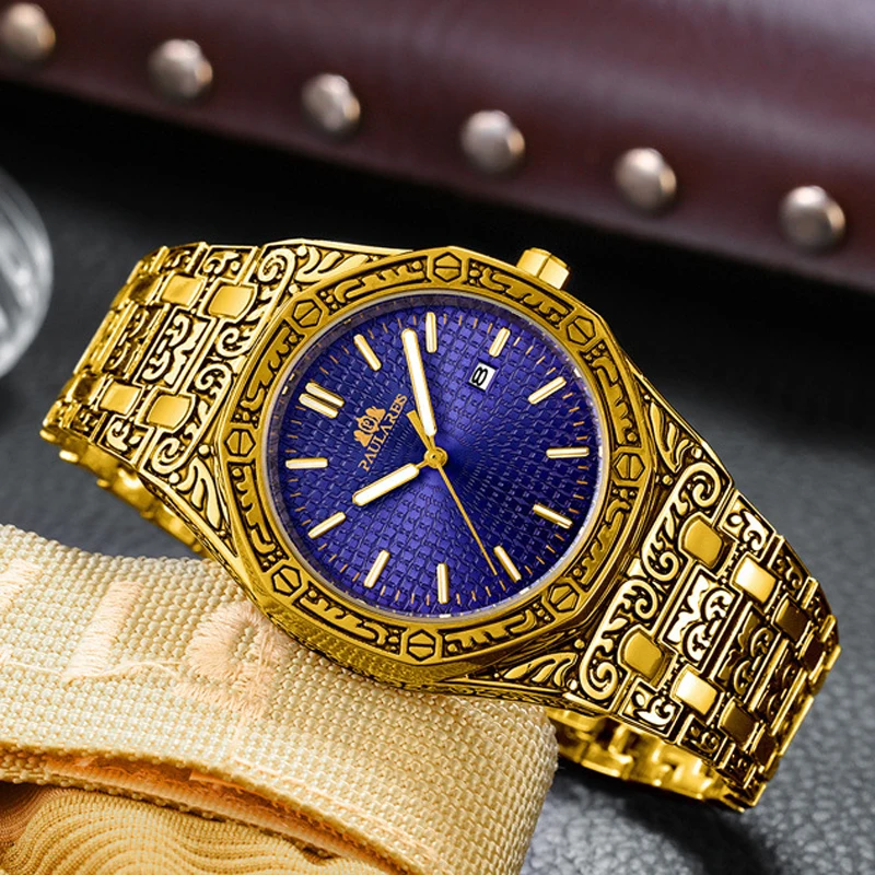 PAULAREIS P 2025 nuevos relojes calientes de moda para hombres reloj de acero inoxidable calendario de lujo reloj de pulsera de cuarzo reloj de hombre de negocios reloj