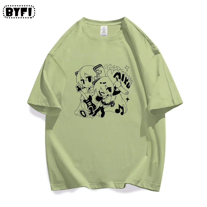 Hatsune Miku Anime Pure Cotton Printed T-Shirt Summer Loose Men's and Women's Pure Cotton Anime Fashion Casual T-Shirt