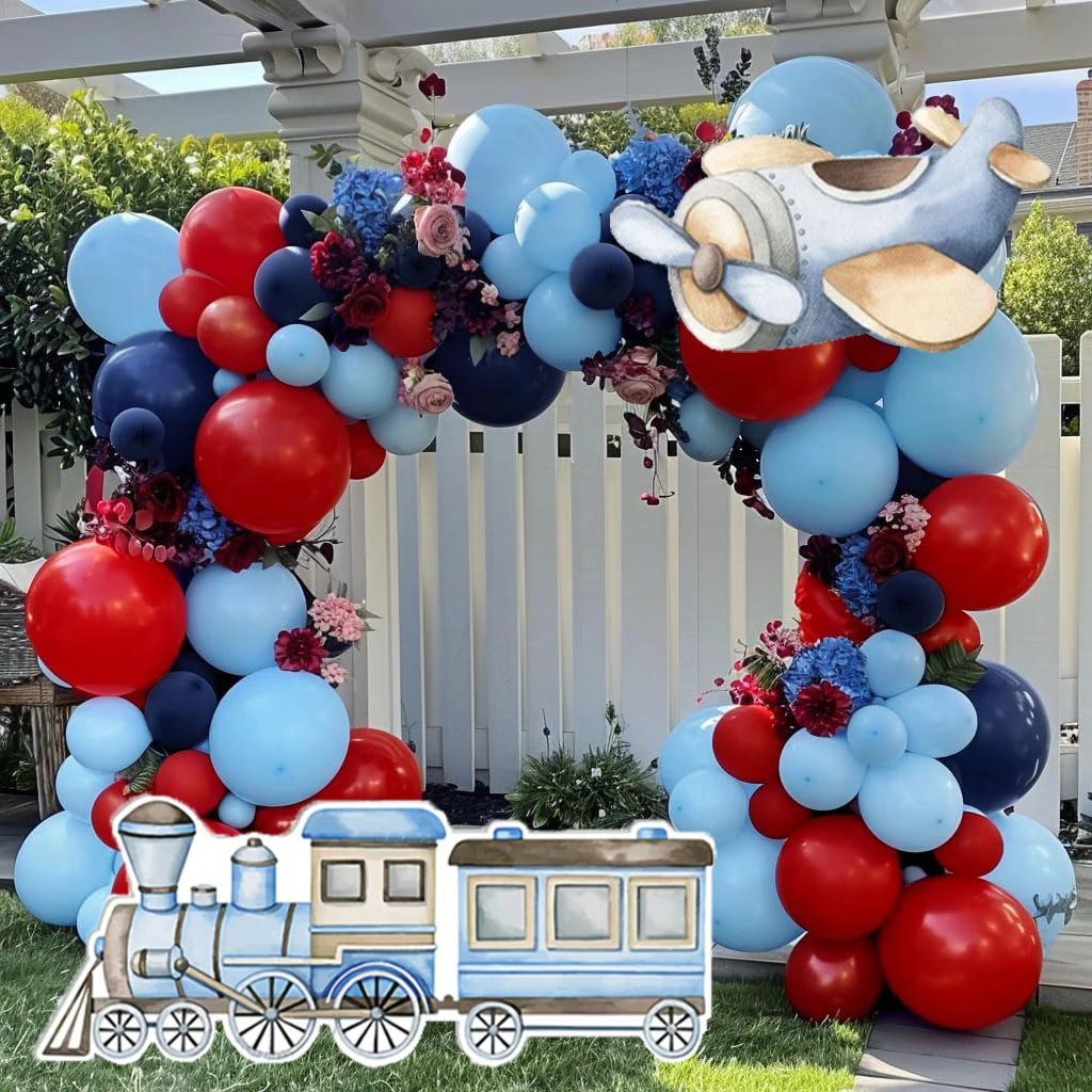 18/24/36inch Blue Train Mosaic Board Aircraft KT Board Train Cutout for Birthday Party Decoration Baptism Baby Shower Supplies