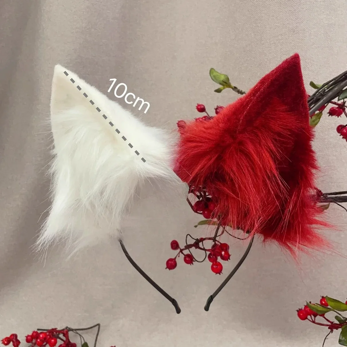 New Hand Made Work Halloween Crimson Wolf Ears Hairhoop Tail Set Anime DIY Cosplay Costume Accessories Custom Made Headwear