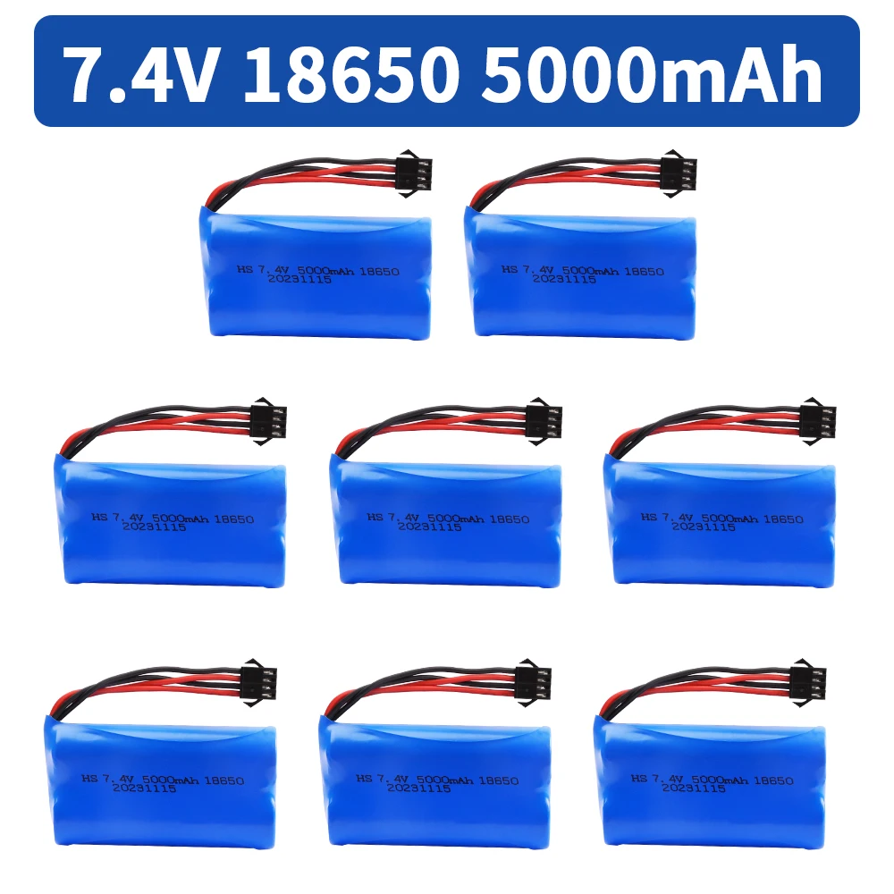 7.4V 5000mah 18650 LI-ION Battery with SM-4P Plug for car model water bullet guns toys parts RC toys Boat Spare Parts 2S battery