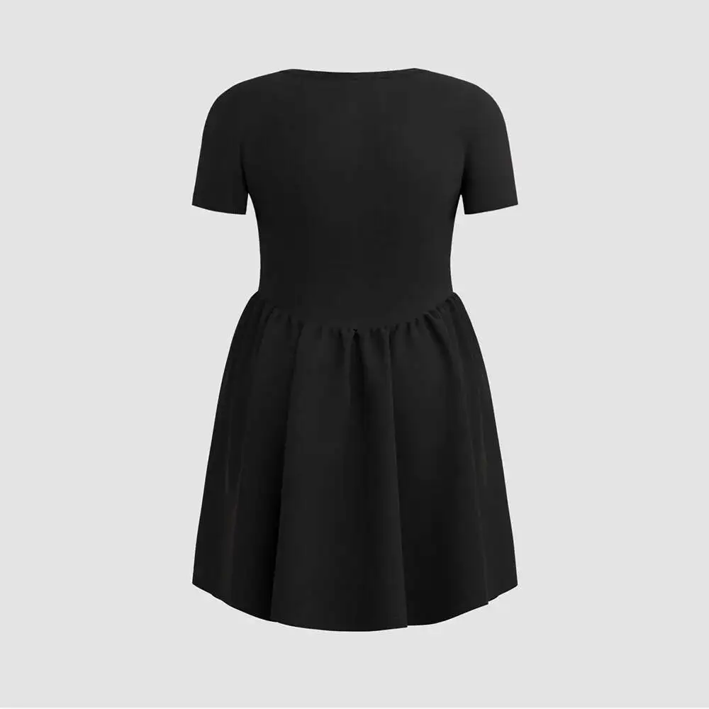 

Женское платье-корсет Temu 2025 года, большие размеры, во французском стиле, с утягивающим эффектом на талии, с короткими рукавами, короткое, с эффектом корсетной утяжки, элегантное, повседневное, Y2K