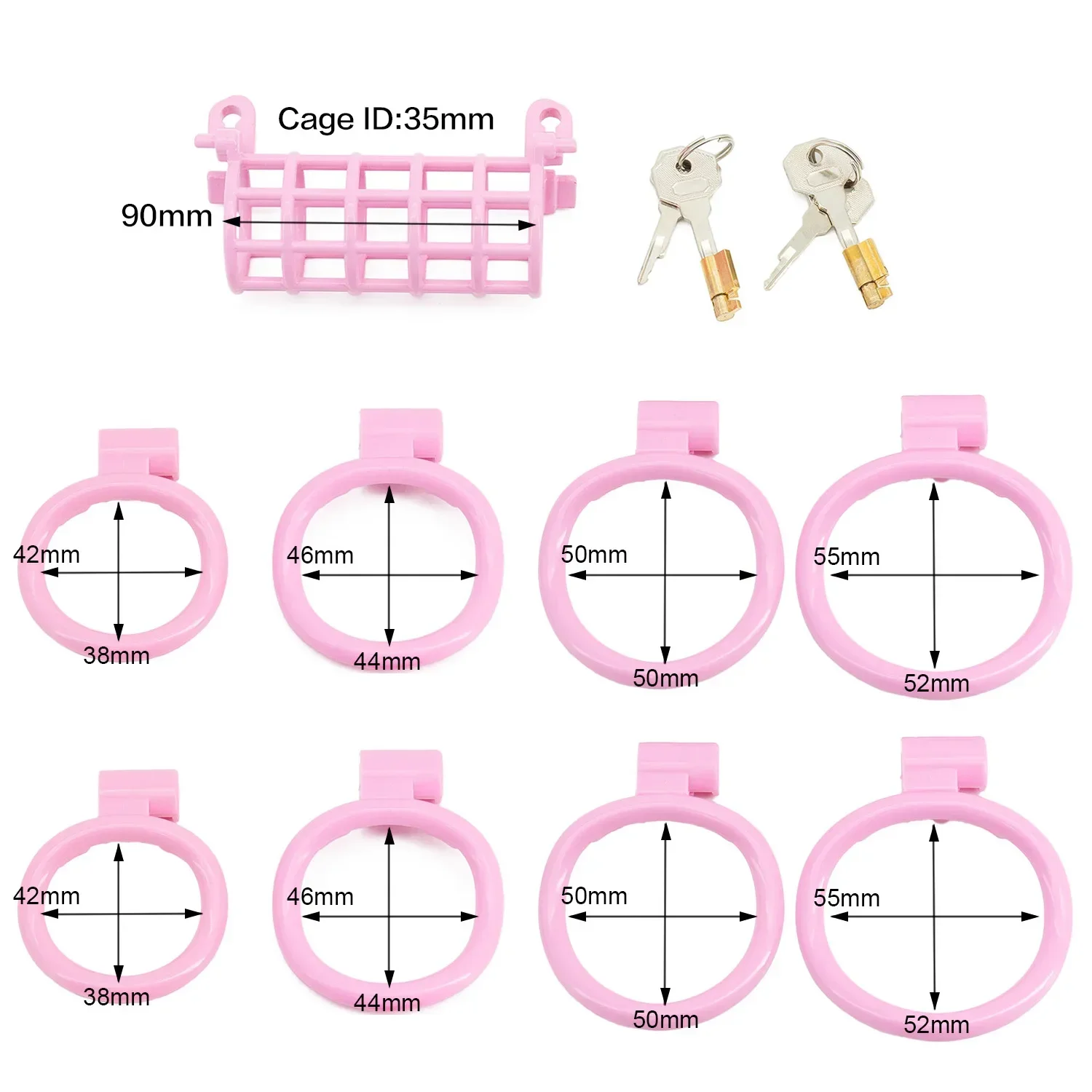 BDSM Gay Double-headed Chastity Cage Abstinence Bondage 정조대 Sissy Cock Cage with 8 Size Penis Rings Cheat Proof Sex Toys for Men