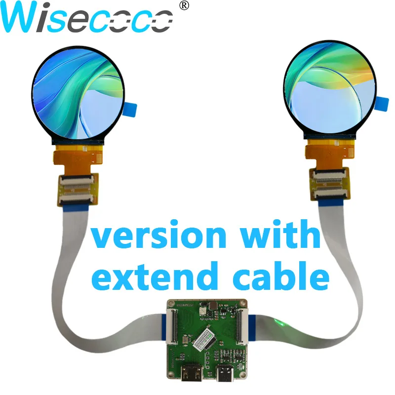 Wisecoco 2.1 Inch Dual Display IPS 480x480 Round Screen Circular Double LCD Module with 60Hz RGB Driver Board for VR Robot Eyes