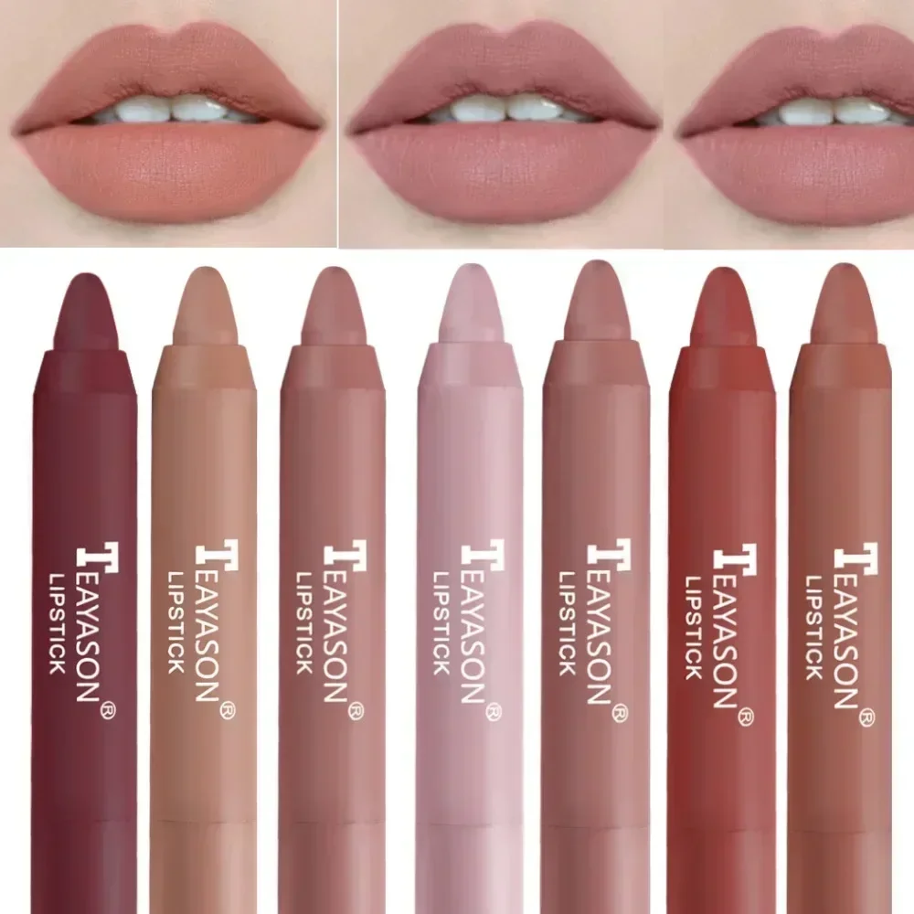 Nude Velvet Matte Lipstick Long Lasting Waterproof Color Rendering Non-stick Cup Lip Glaze Lips Liner Pencil  Woman Cosmetics