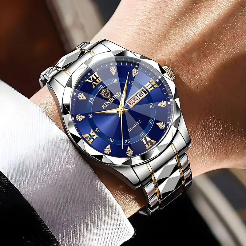 Classic Couple Quartz Watch Watch Waterproof Luminous Diamond-Shaped Glass Dual Calendar Fashion Retro-style Wristwatch New 2026