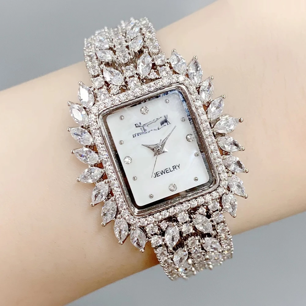 019112 Luxury Women\'s Watches Cubic Zircon Full CZ Bracelet Watch for Lady\'s Wedding Party Fashion Jewelry  Accessory