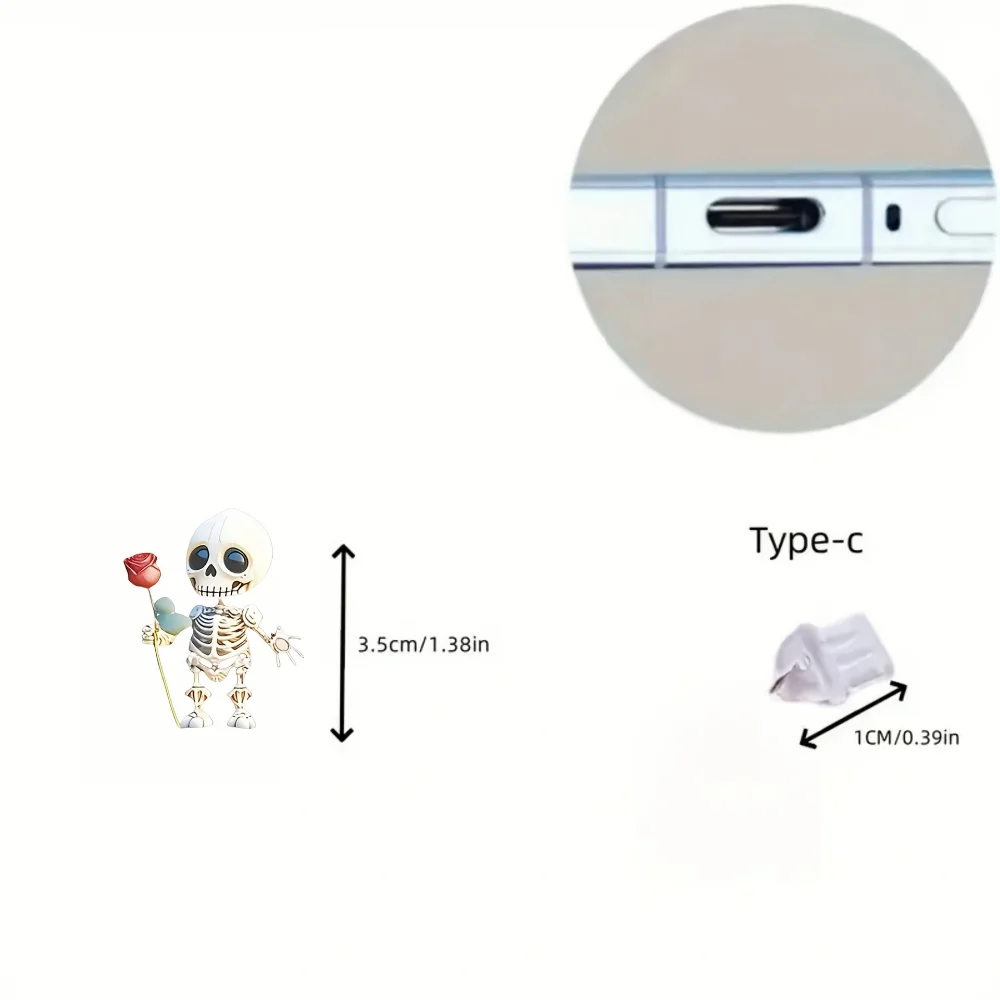 القوطية روز الجمجمة الاكريليك الهاتف الغبار التوصيل آيفون نوع C شحن ميناء بارد الظلام الجمالية المضادة للغبار غطاء الوصول البديل