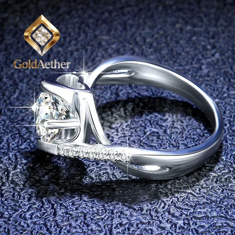 

GoldAether Luxury 0.5/1ct Carat Moissanite Ring for Women Solid Platinum PT950 Rings Moissanite Diamond Wedding Band