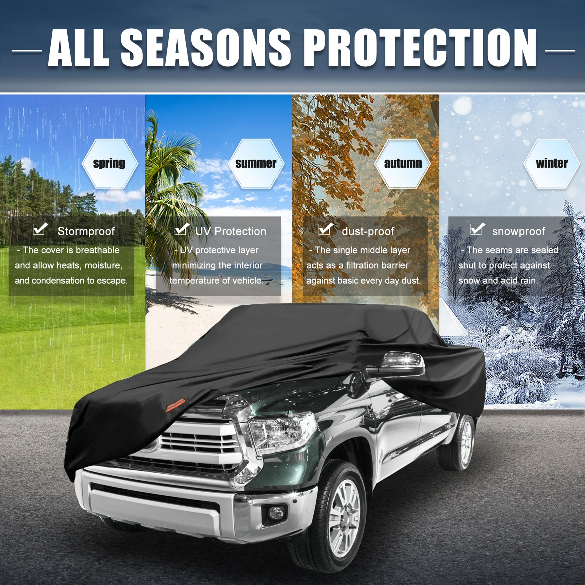 

Uxcell Waterproof Aluminum Film Car Cover for Toyota Tacoma Crew 05-21 with Zipper
