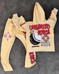 Conjunto de 2 piezas de sudaderas Y2k, ropa informal holgada para parejas, Sudadera con capucha con estampado de letras Harajuku, traje deportivo gótico Retro americano