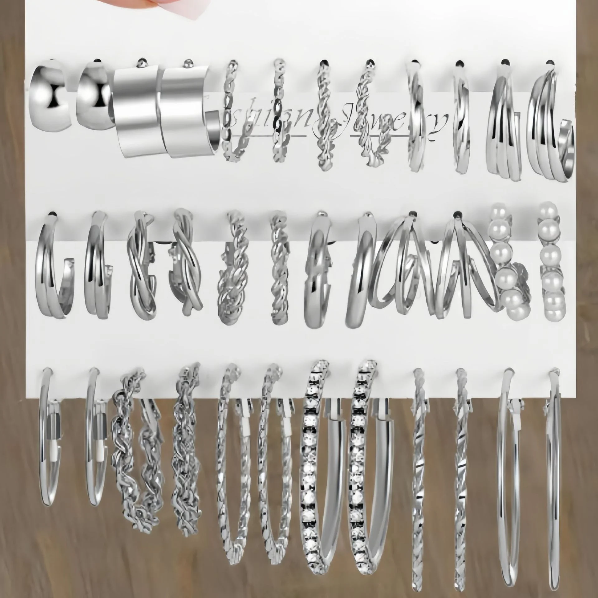 Conjunto de pendientes de aro bohemios de Color plateado con forma de corazón Brincos, aros de perlas, pendientes geométricos de Metal Vintage para mujer, joyería de moda