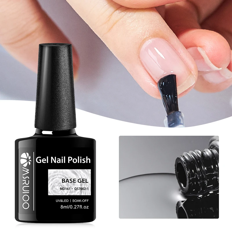 MSRUIOO 8 ml Base Top Coat Gel-Nagellack, semi-permanent, Soak Off UV-Gel, LED-Nagelkunst-Lack, Basis-Gel-Decklack, Gel-Lack, Maniküre