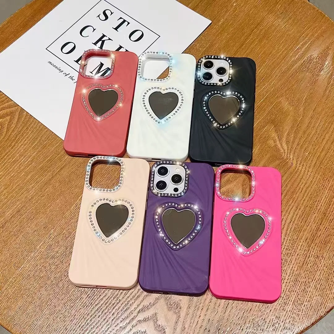 

Best-selling spiral heart-shaped diamond mirror surface phone case suitable for iPhone series phones - heart-shaped mirror surfa