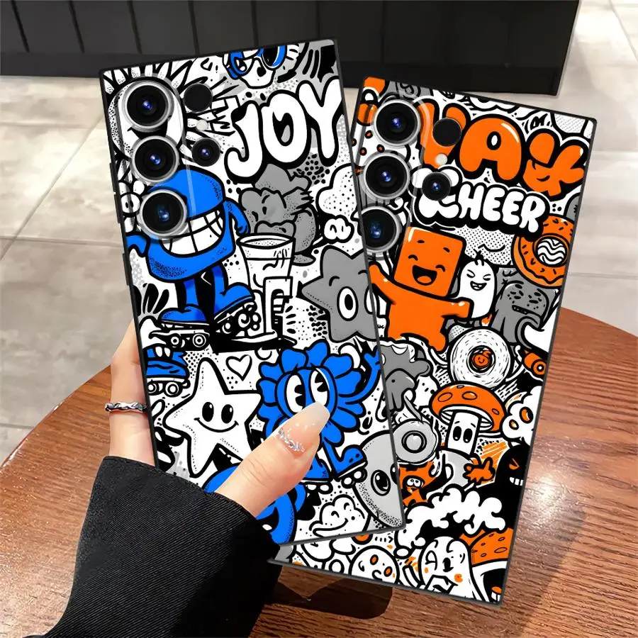 Cartoon Comic Graffiti Case for Samsung Galaxy S26 Ultra S25 Plus S20 Ultra S21 FE S23 S24 Note 20 8 9 10 S10 S9 Funda Phone