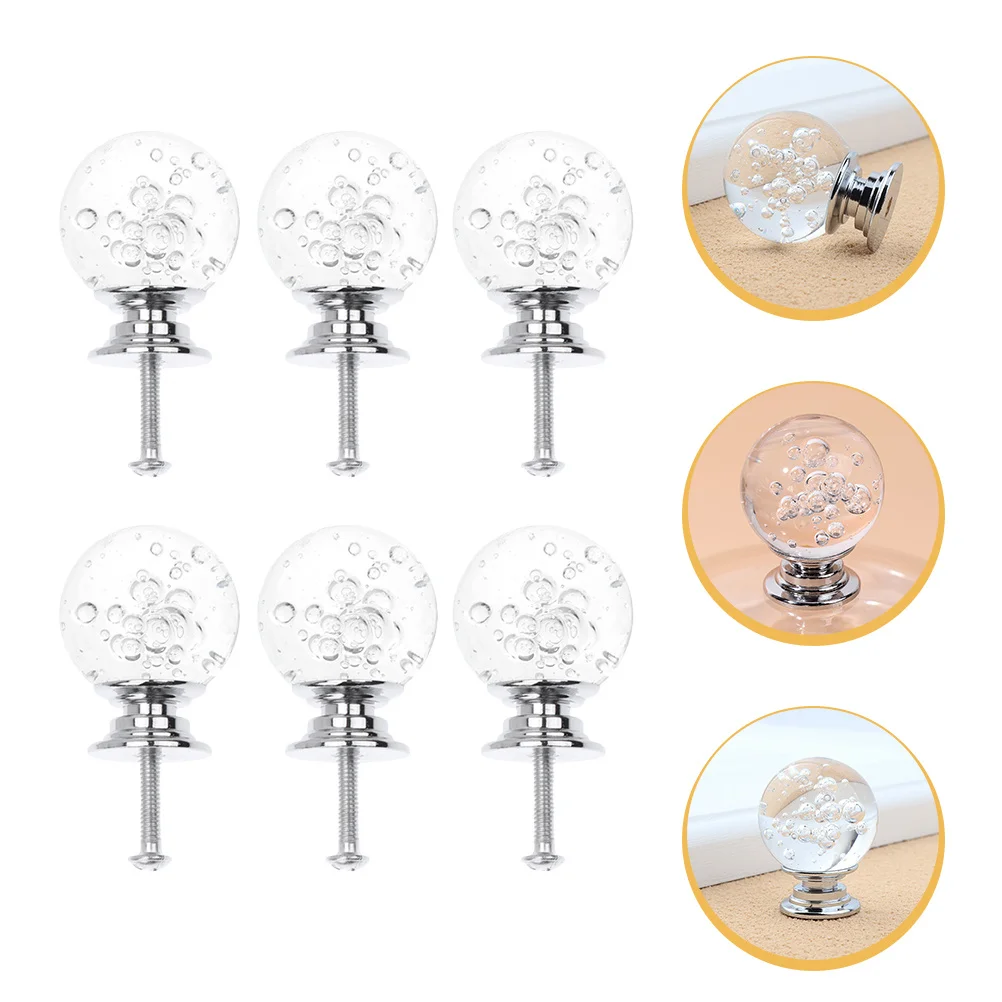 

6Pcs Crystal Glass Drawer Knobs Durable Alloy Modern Style Cupboard Handles Dresser Pulls Decorative Furniture Knobs