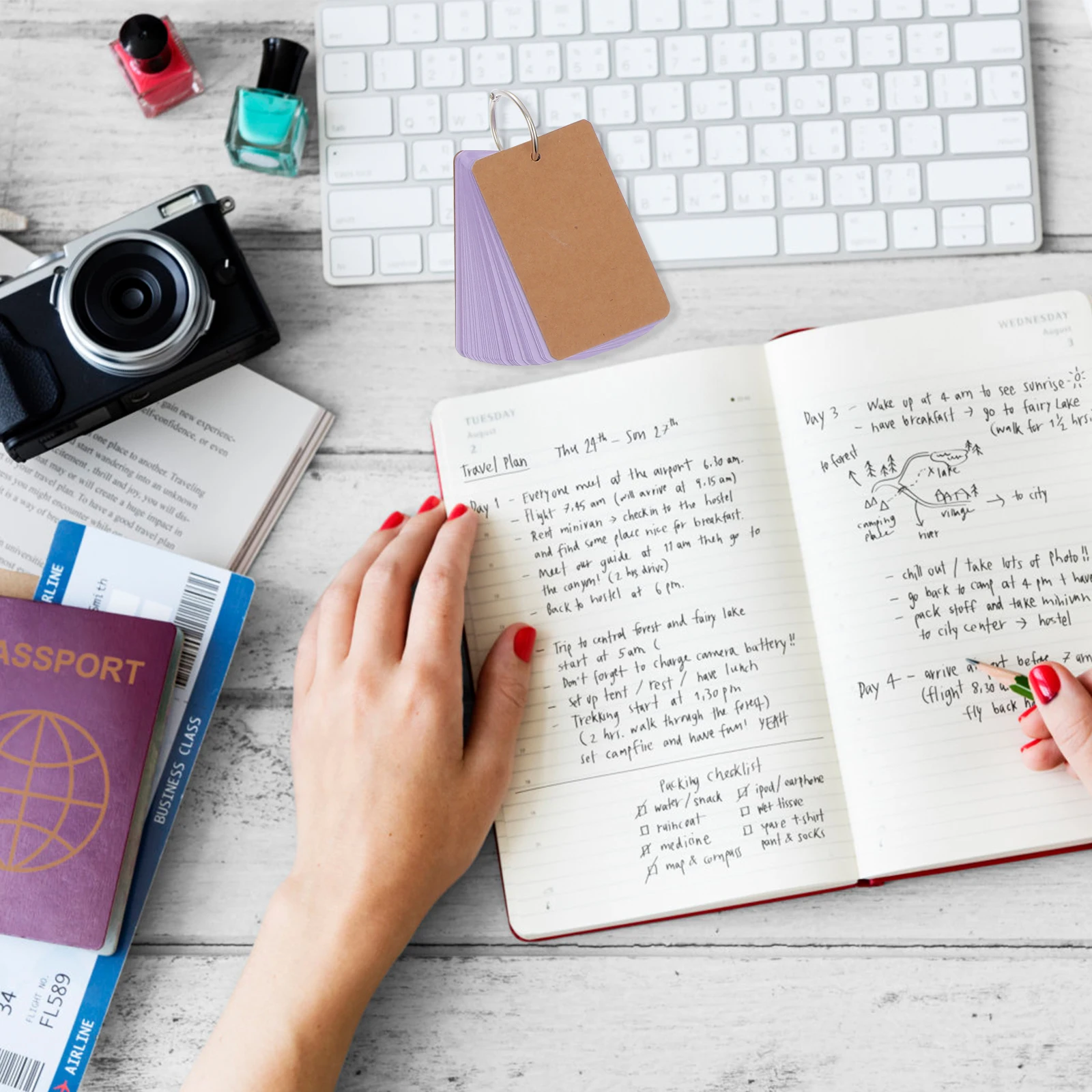 5 قطع من بطاقات الذاكرة المكتوبة بخط اليد، بطاقات DIY، رسالة كلمة إنجليزية، قرطاسية صغيرة، فارغة ملونة