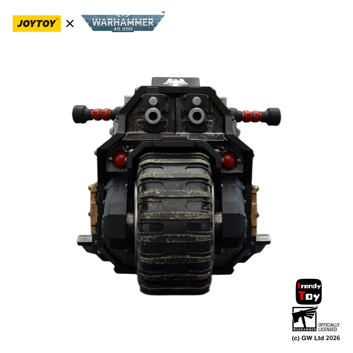 

【JOYTOY】Warhammer 40K Space Wolves: Боевой мотоцикл в стиле рейдеров с двойными сдвоенными винтовками, масштаб 1/18, фигурка-игрушка