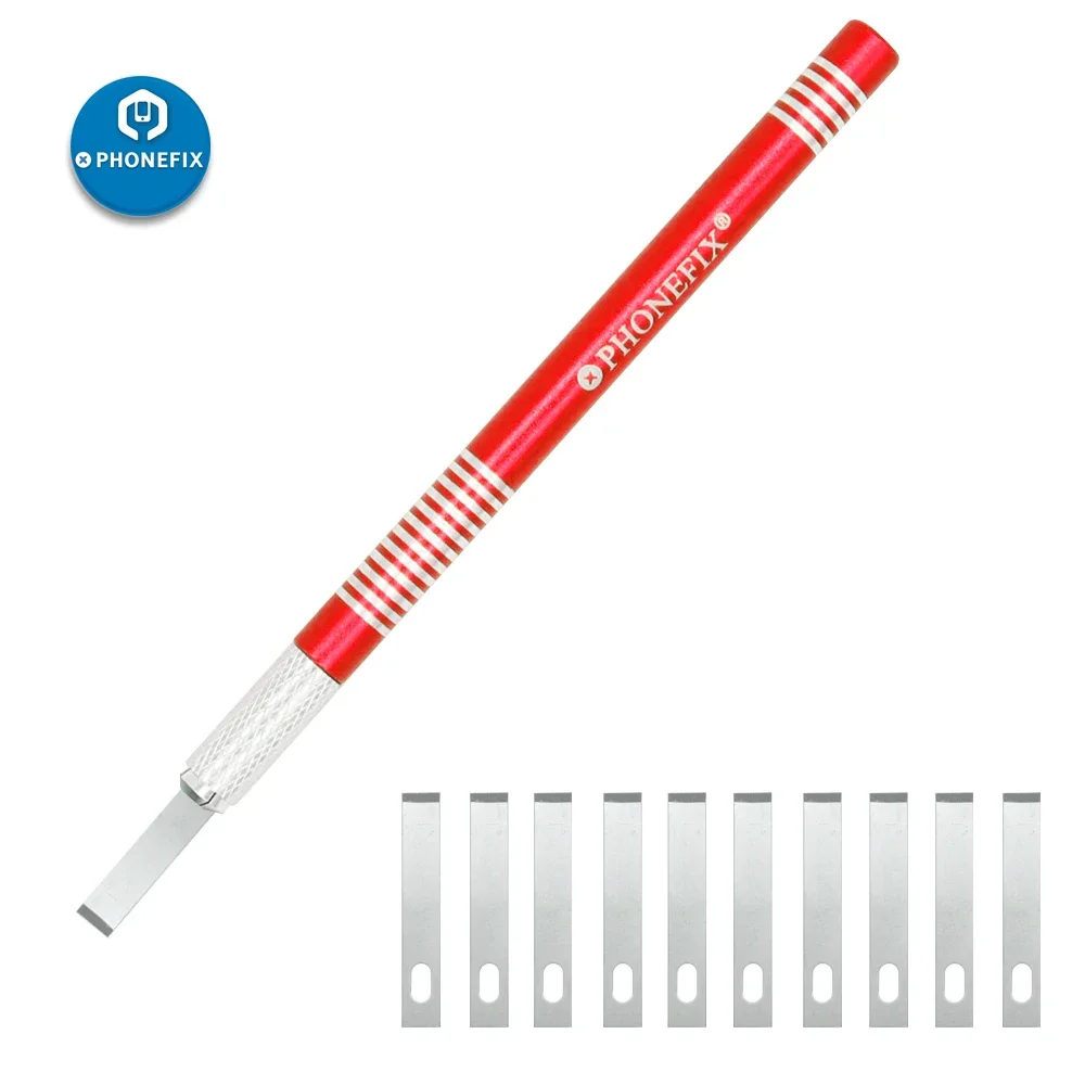 Präzisions-Rutsch-Metall-Skalpellmesser-Handwerkzeug-Kit für Handy-Motherboard-Leiterplatten-Reparatur schneider 1-teiliger Griff 10-teilige Klingen