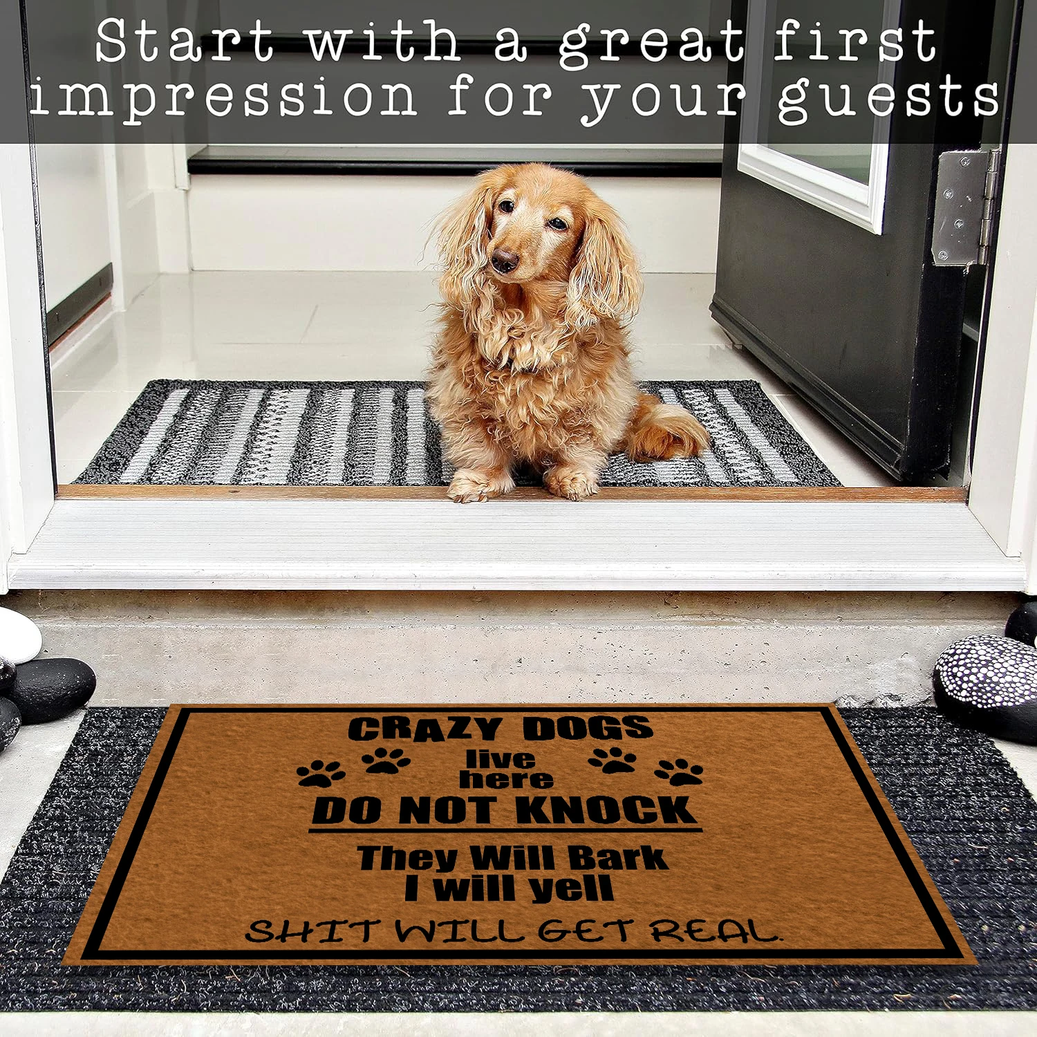 

Crazy Dogs Live Here Funny Doormat Outdoor Indoor Porch Patio Party Holiday Home Decor Floor Door Mat Rug Rubber