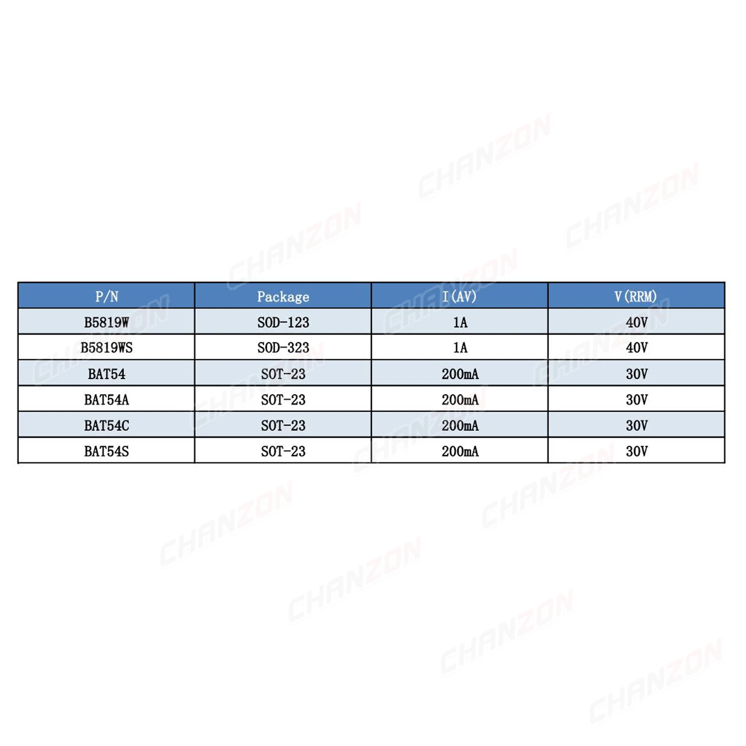 B5819W B5819WS BAT54 BAT54A BAT54C BAT54S SMD Schottky Barrier Rectifier Diode Marking SL KL1 KL2 KL3 KL4 200mA 1A 30V 40V