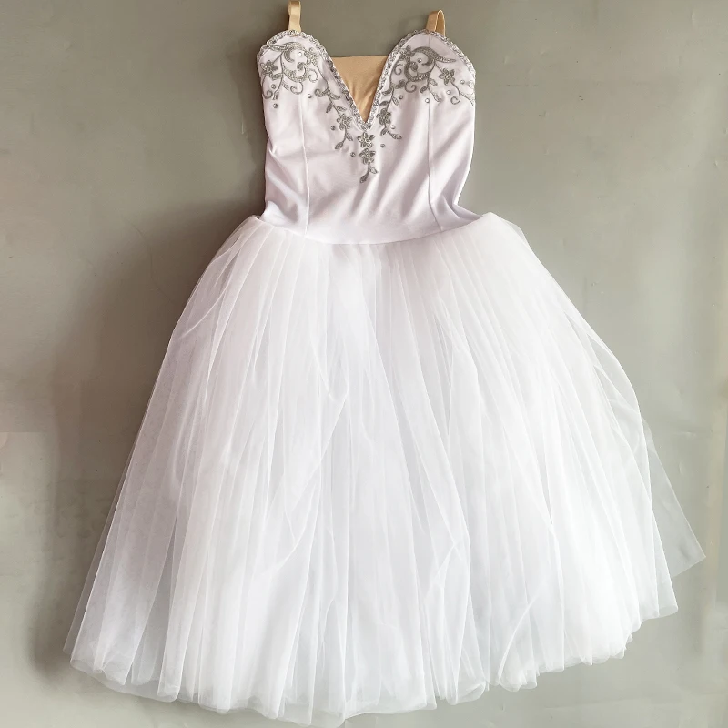 Vestito da balletto ragazze bianche Tutu gonna di balletto abito lungo da Ballerina per bambini Swan Dance Performance gonne di danza del ventre da