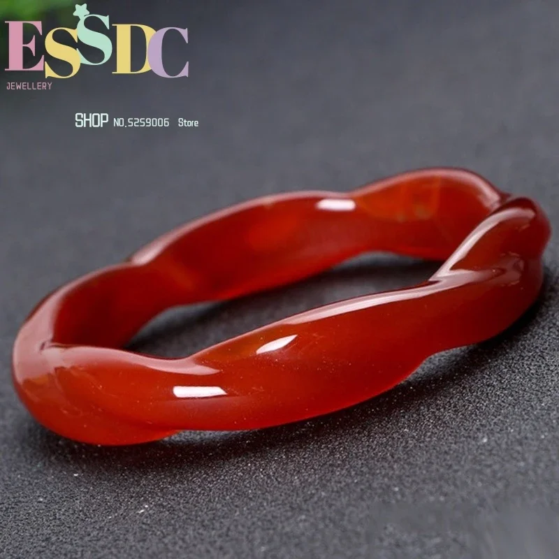 

Natural Carnelian Hand Carved Twist Fashion Boutique Jewelry Female Red Agate Beauty Bracelet