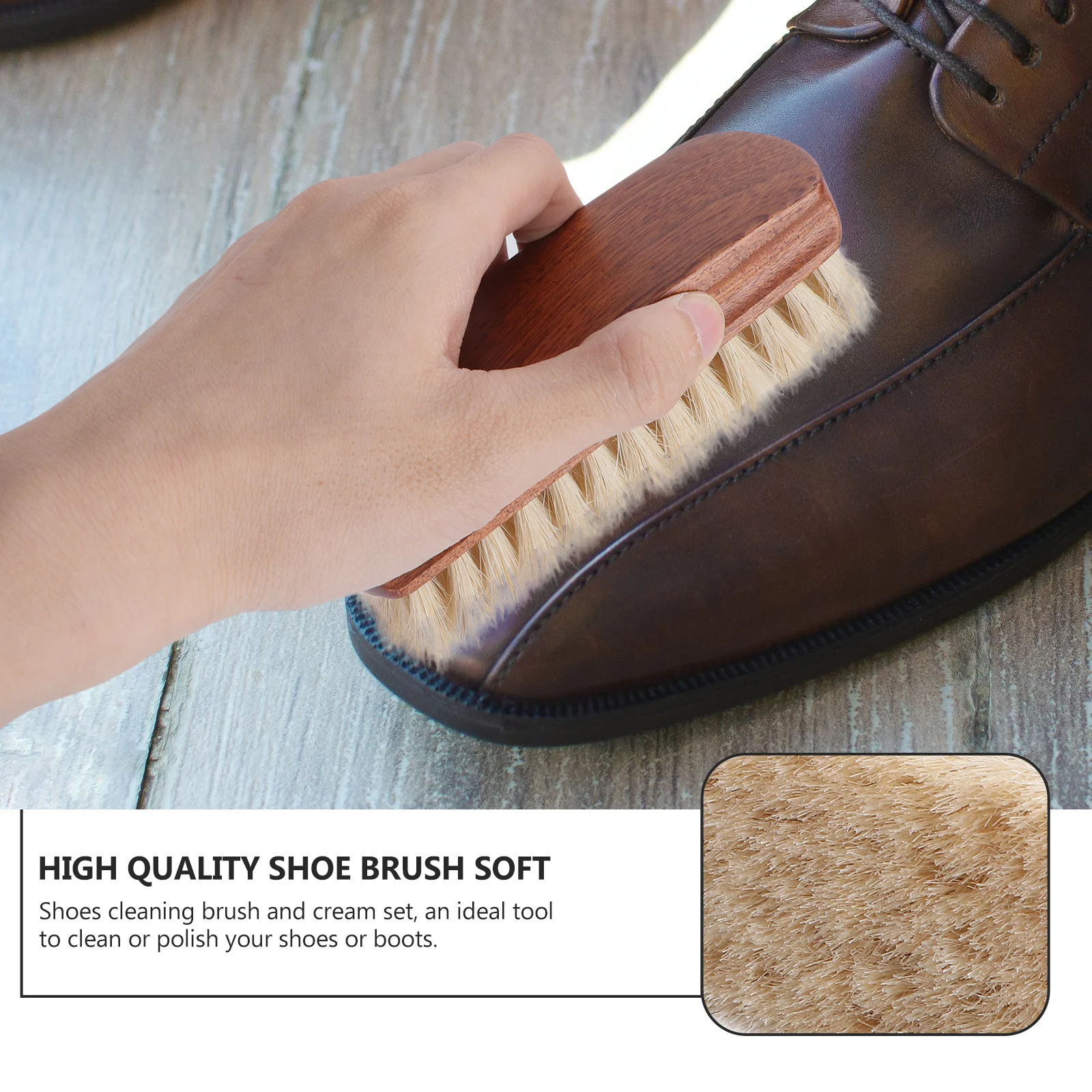 

Multifunctional Shoe Brush Horse Hair Bristles Wooden Handle For Shoes Coat Cleaning Polishing Dedusting Tool Portable