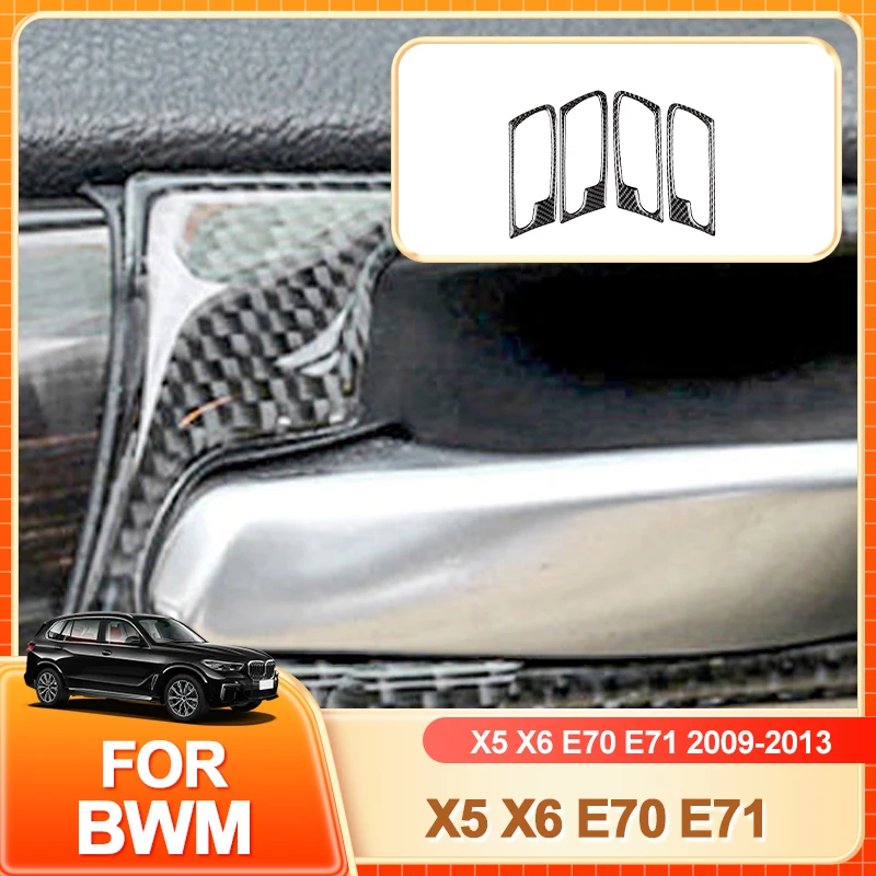 

Glasses Holder Hot For BMW X5 X6 E70 E71 2009 2010 2011 2012 2013 4pcs Carbon Fiber Door Handle Door Bowl Cover Protective Tr