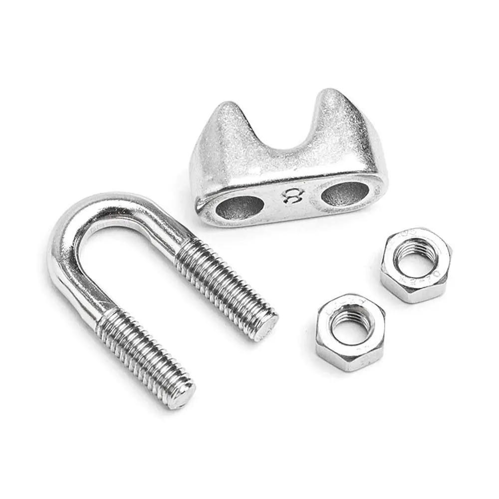 U Type Clamp Wire Clips M2/3/4/5/6/8/10/12/14mm Rope Clip Cable Bolts Rigging Hardware Clamps 304 Stainless Steel Rope Sleeve